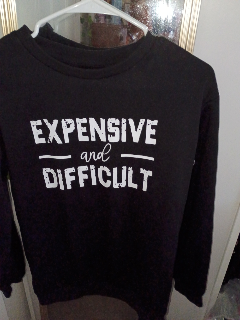 SHEIN Black Graphic 'Expensive and Difficult' Women's Sweater